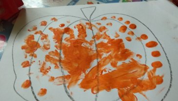 Отчёт по занятию Яркая тыква пальчиковыми красками в Wachanga!