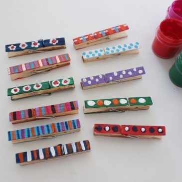 Decorate clothespins with your kid
