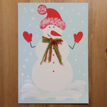 Make a Snowman Christmas Card with your Kid!