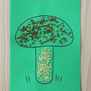 Make an applique out of cereal called "The Mushroom"