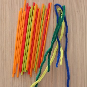 Make a cocktail straw and chenille wire constructor for your kid