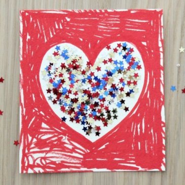 Valentine card with sequins