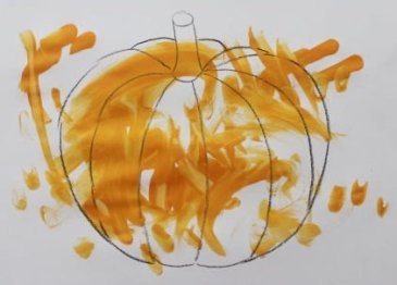 Paint a pumpkin for Halloween with your toddler 