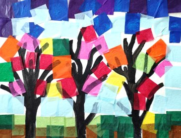 Осенняя аппликация из цветной бумаги