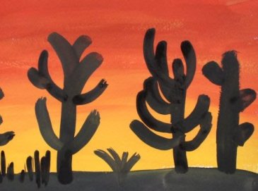 Нарисуйте закат в пустыне