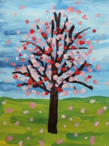 Paint a blossoming cherry