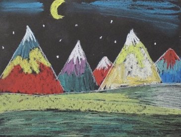 Нарисуйте горы с помощью пастели