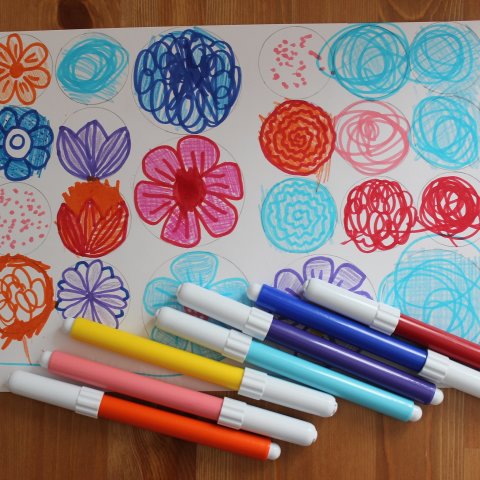 как нарисовать цветы фломастерами