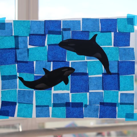 Картинка к занятию Сделайте вместе с ребенком аппликацию "Акулы" в Wachanga