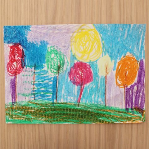 как нарисовать осенний лес вместе с ребенком цветными мелками
