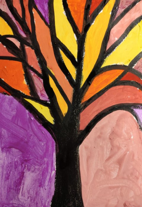 как вместе с ребенком нарисовать осеннее дерево красками