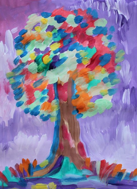 как вместе с ребенком нарисовать дерево гуашью