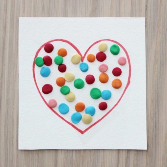 Valentine card made out of plasticine