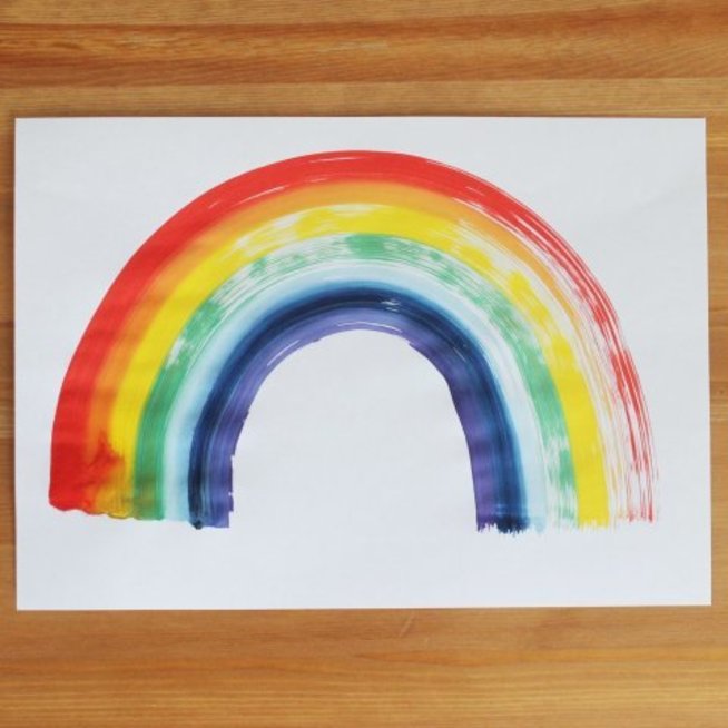 Paint a rainbow with a sponge