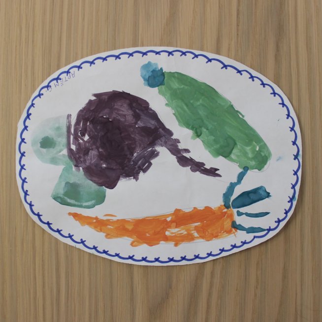 Paint with your kid the still life "The Vegetables on a Plate"