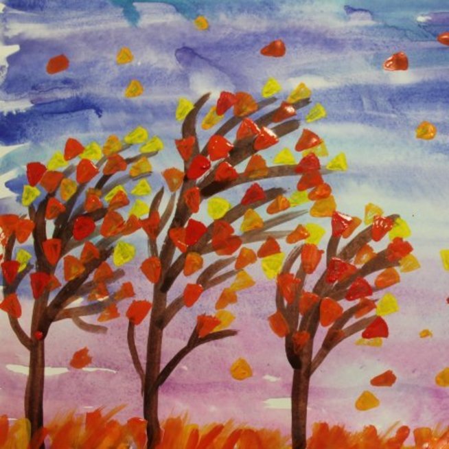 Paint the picture "The windy day"  with your kid
