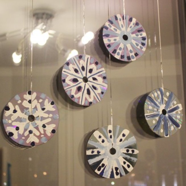 Snowflakes out of CD disks